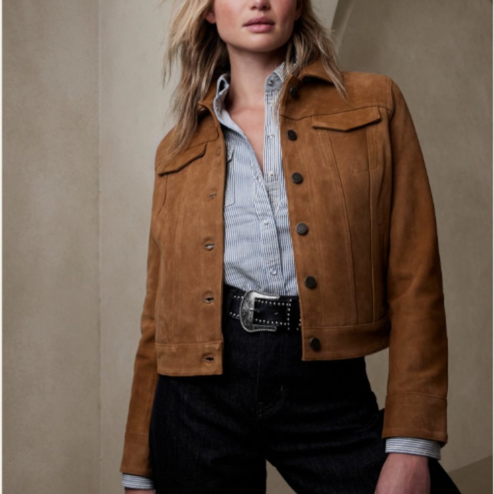 Banana Republic Tan Suede Leather Jacket